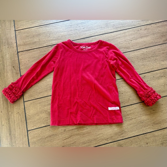 RuffleButts Red Long Sleeve Layering Tee, Size 2T - Picture 1 of 3